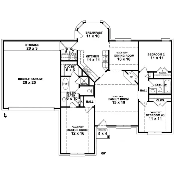 Traditional House Plan First Floor - Suffolk Place Ranch Home 087D-0074 - Shop House Plans and More