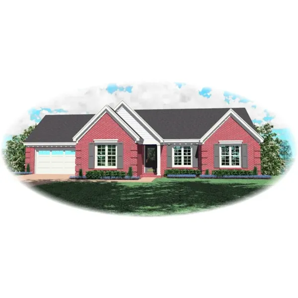 Traditional House Plan Front of Home - Suffolk Place Ranch Home 087D-0074 - Shop House Plans and More