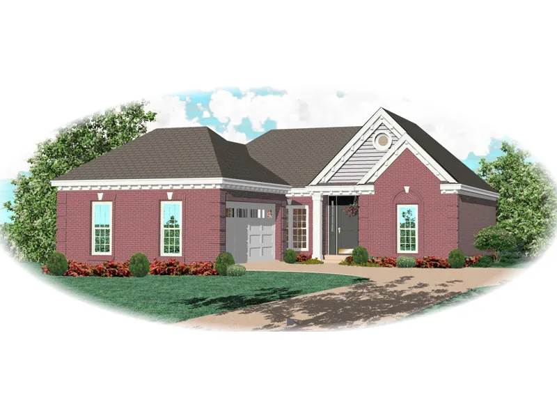 Neoclassical House Plan Front of Home - Eagle Terrace Ranch Home 087D-0075 - Search House Plans and More