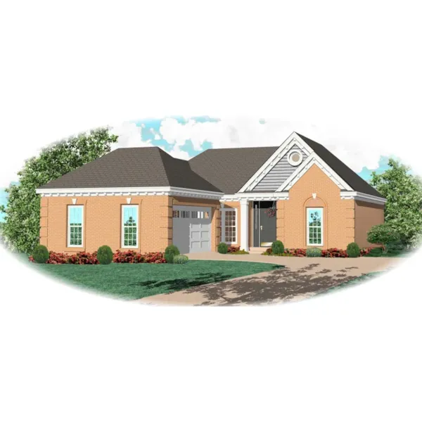 Traditional House Plan Front of Home - Saxton Ranch Home 087D-0076 - Shop House Plans and More