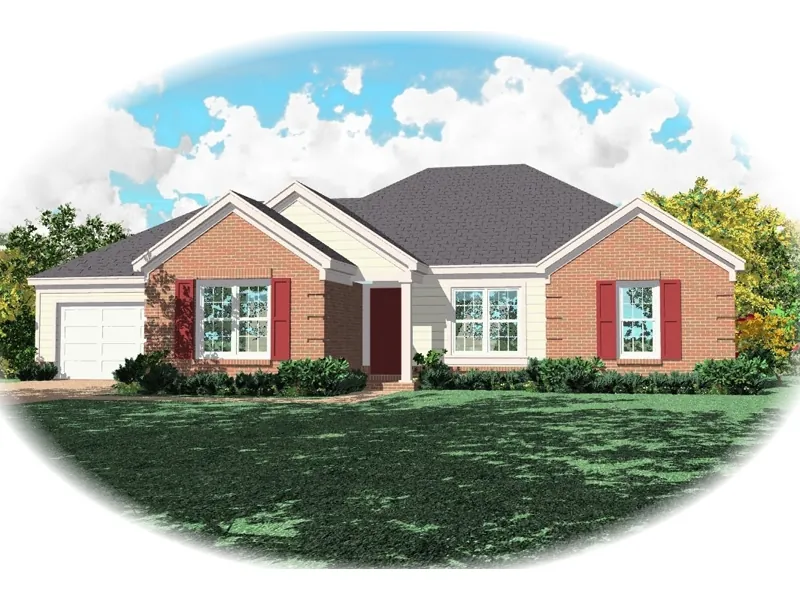 Ranch House Plan Front of Home - Duquette Ranch Home 087D-0077 - Search House Plans and More