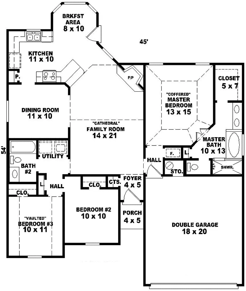 Southern House Plan First Floor - Elm Way Traditional Ranch Home 087D-0079 - Search House Plans and More