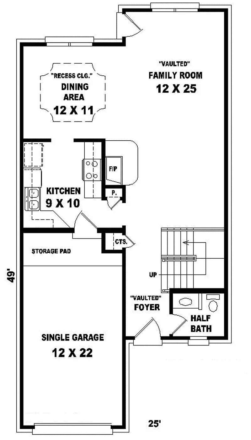 Southern House Plan First Floor - Dorian Narrow Lot Home 087D-0083 - Search House Plans and More