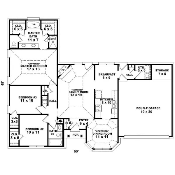 Victorian House Plan First Floor - Burlington Mill Ranch Home 087D-0085 - Search House Plans and More