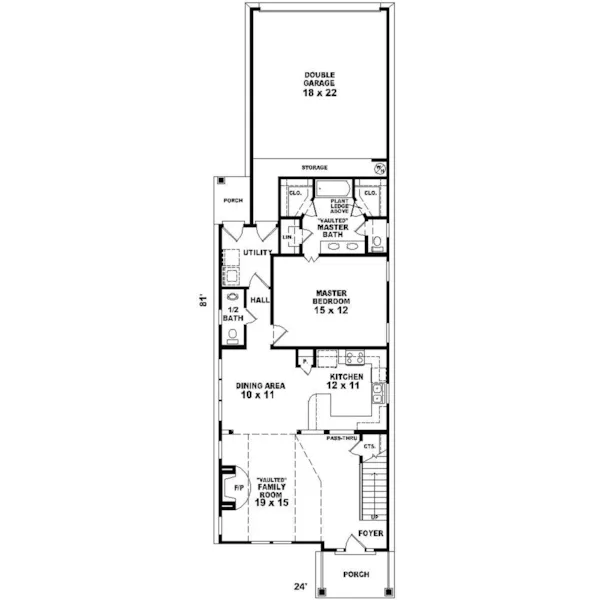 Beach & Coastal House Plan First Floor - Fontana Park Narrow Lot Home 087D-0088 - Search House Plans and More