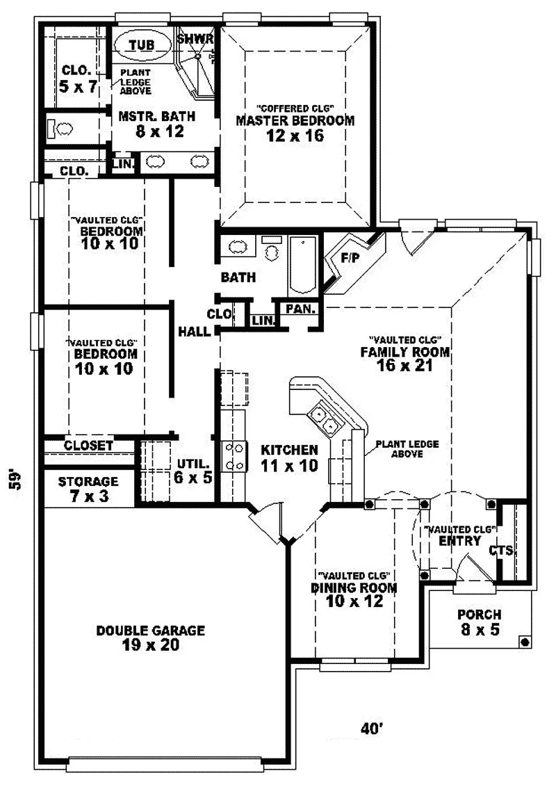 Country House Plan First Floor - Lithgow Traditional Ranch Home 087D-0089 - Shop House Plans and More