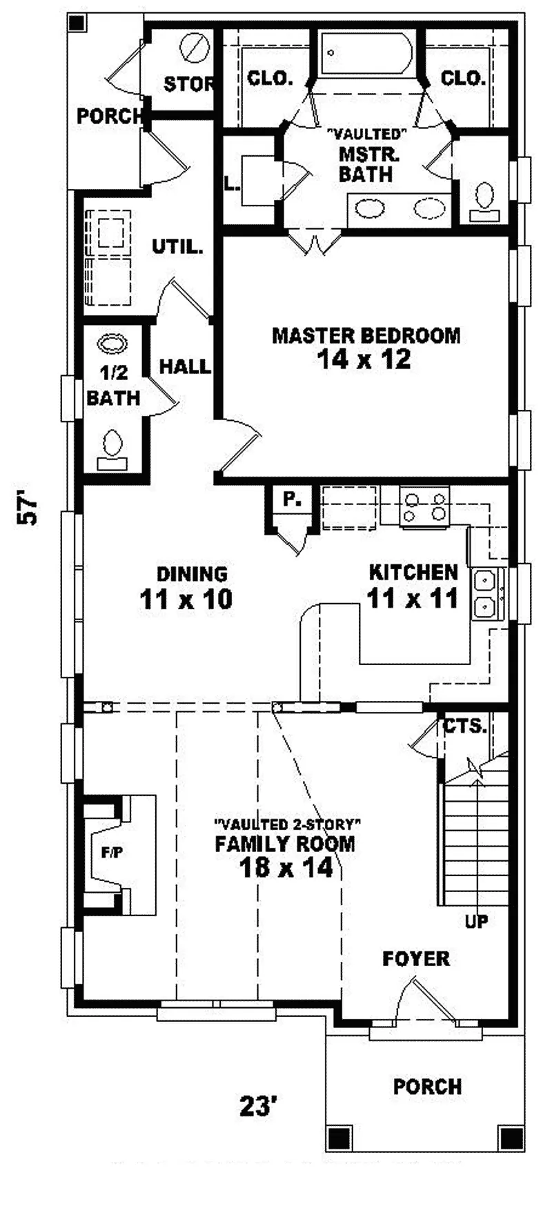 Southern House Plan First Floor - Jendale Narrow Lot Home 087D-0092 - Search House Plans and More