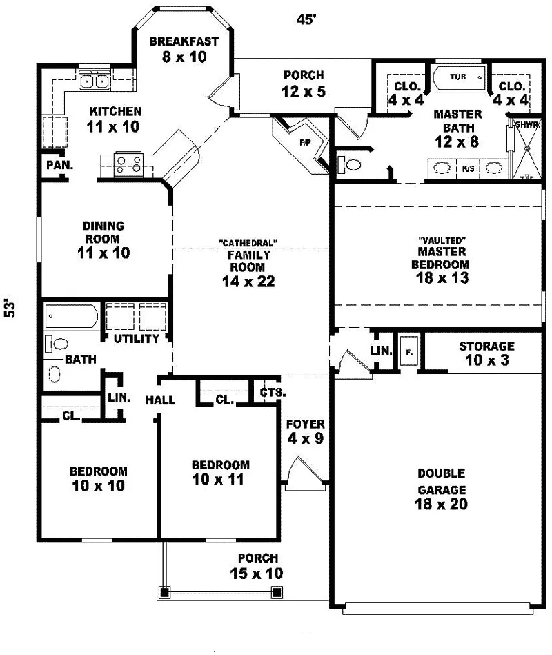 Traditional House Plan First Floor - Doylestown Country Ranch Home 087D-0094 - Search House Plans and More
