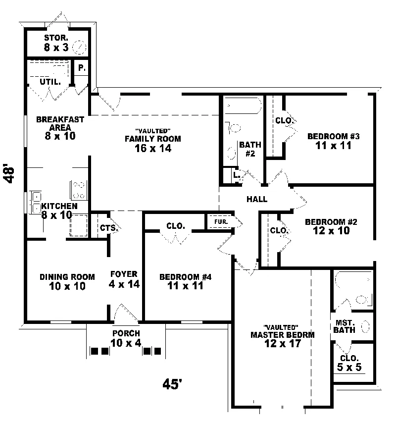 Ranch House Plan First Floor - Mayfair Stylish Ranch Home 087D-0095 - Shop House Plans and More