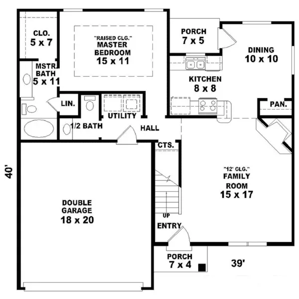 Traditional House Plan First Floor - Haversham Crest Narrow Lot Home 087D-0097 - Search House Plans and More