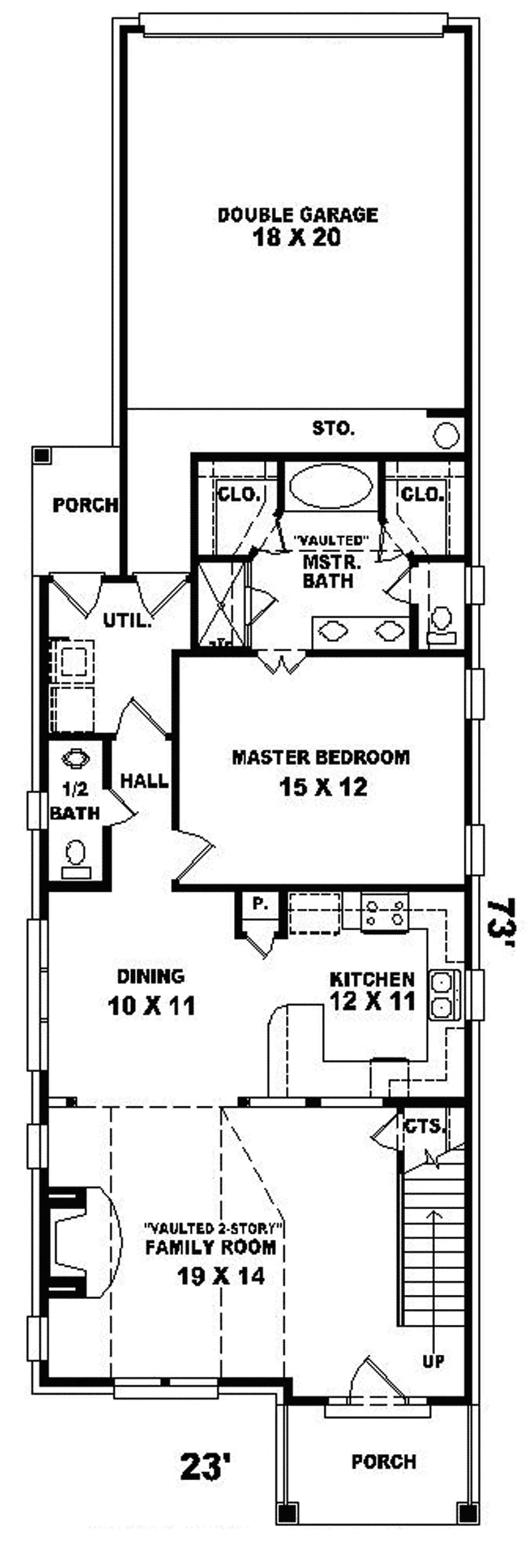 Waterfront House Plan First Floor - Havercliff Narrow Lot Home 087D-0100 - Search House Plans and More
