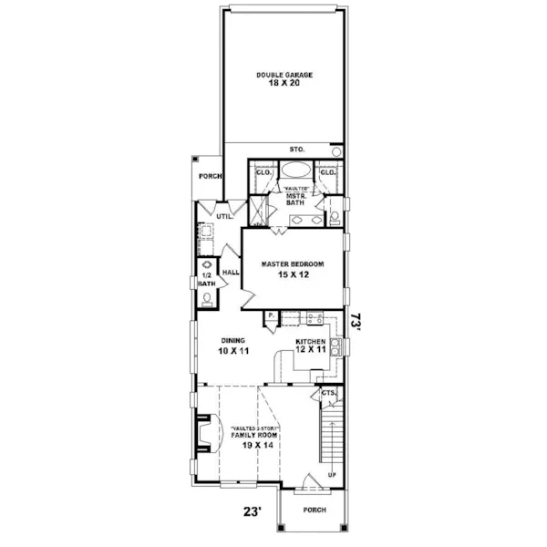 Neoclassical House Plan First Floor - Havercliff Narrow Lot Home 087D-0100 - Search House Plans and More