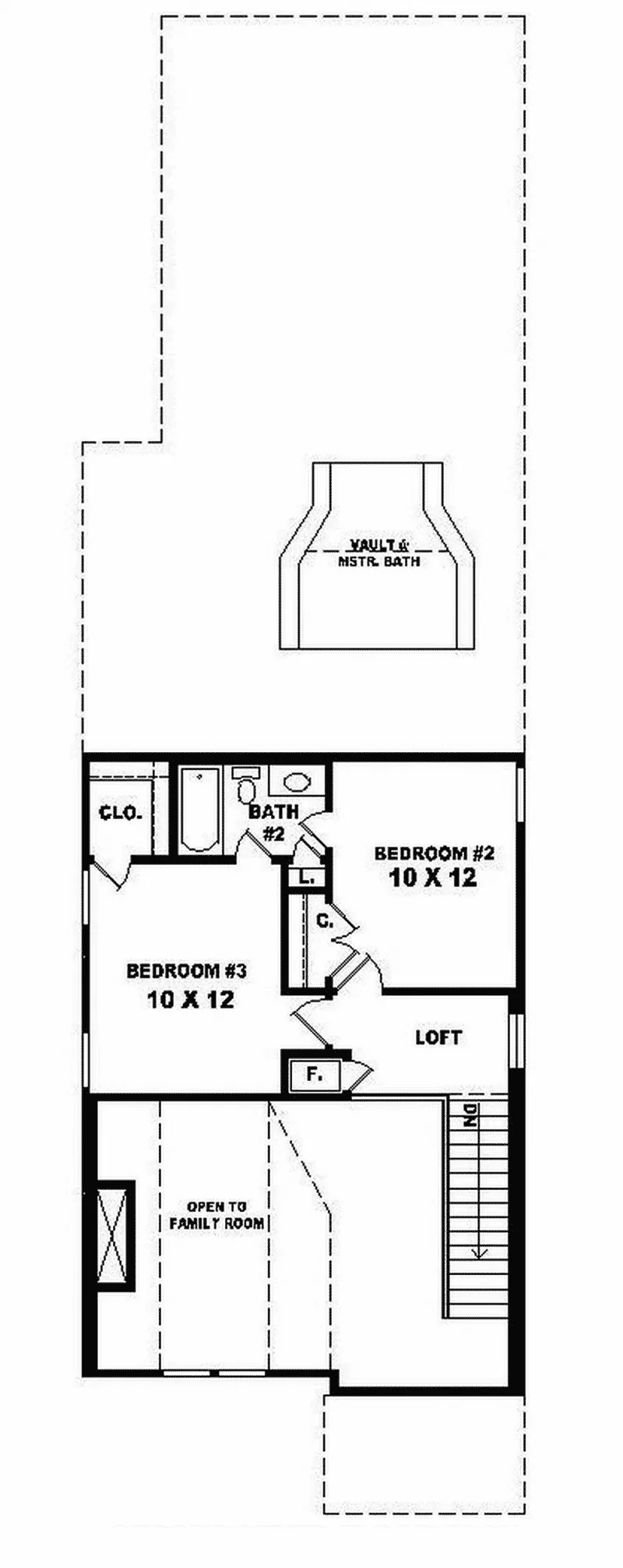 Waterfront House Plan Second Floor - Havercliff Narrow Lot Home 087D-0100 - Search House Plans and More