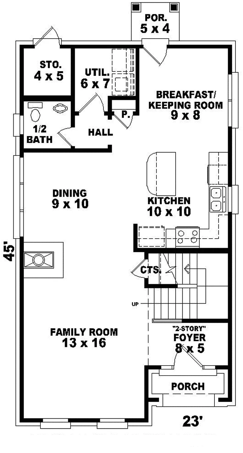 Traditional House Plan First Floor - Harold Park Narrow Lot Home 087D-0102 - Search House Plans and More