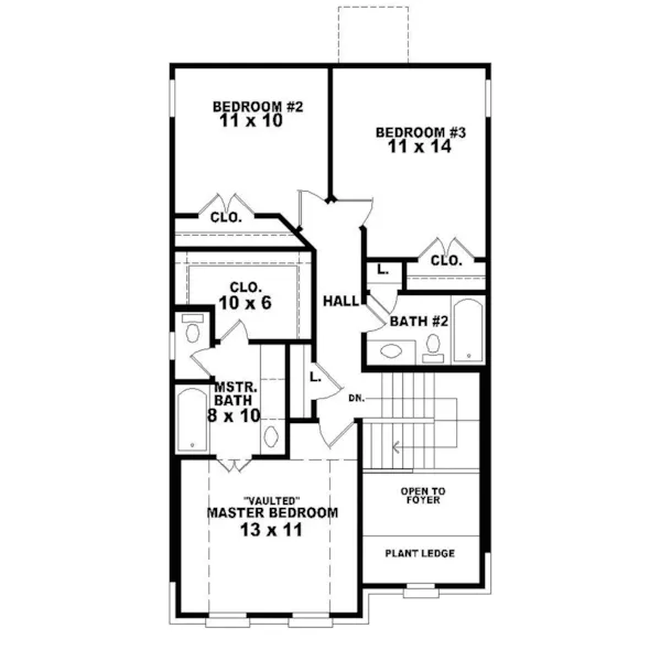 Colonial House Plan Second Floor - Harold Park Narrow Lot Home 087D-0102 - Search House Plans and More