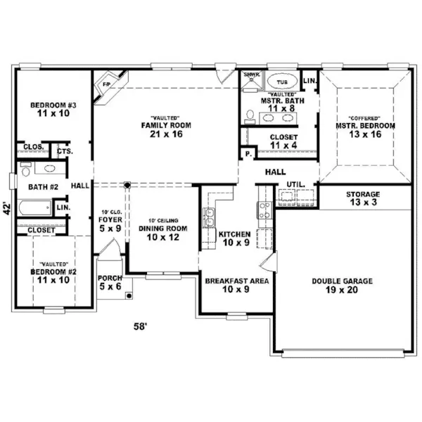 Ranch House Plan First Floor - Barlow Creek Ranch Home 087D-0103 - Search House Plans and More