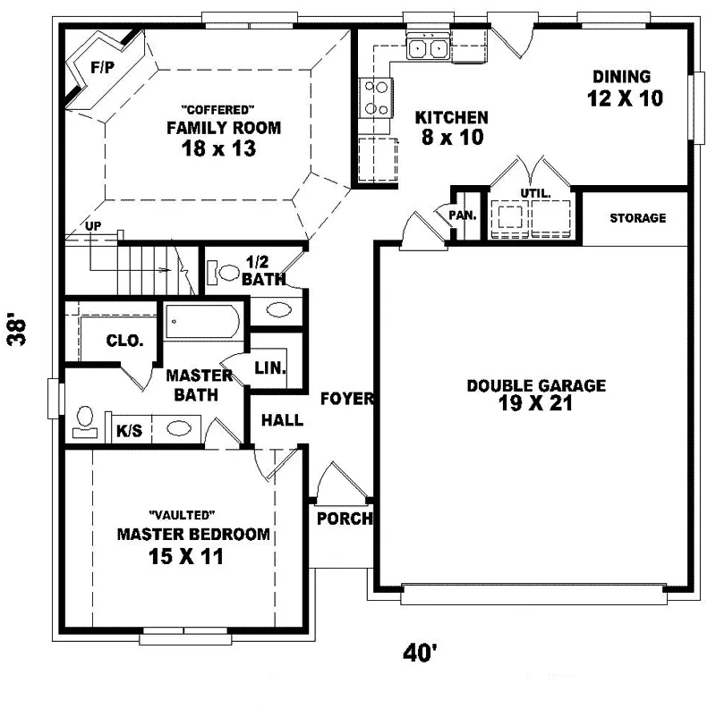European House Plan First Floor - Grasshopper Hollow Narrow Home 087D-0107 - Search House Plans and More