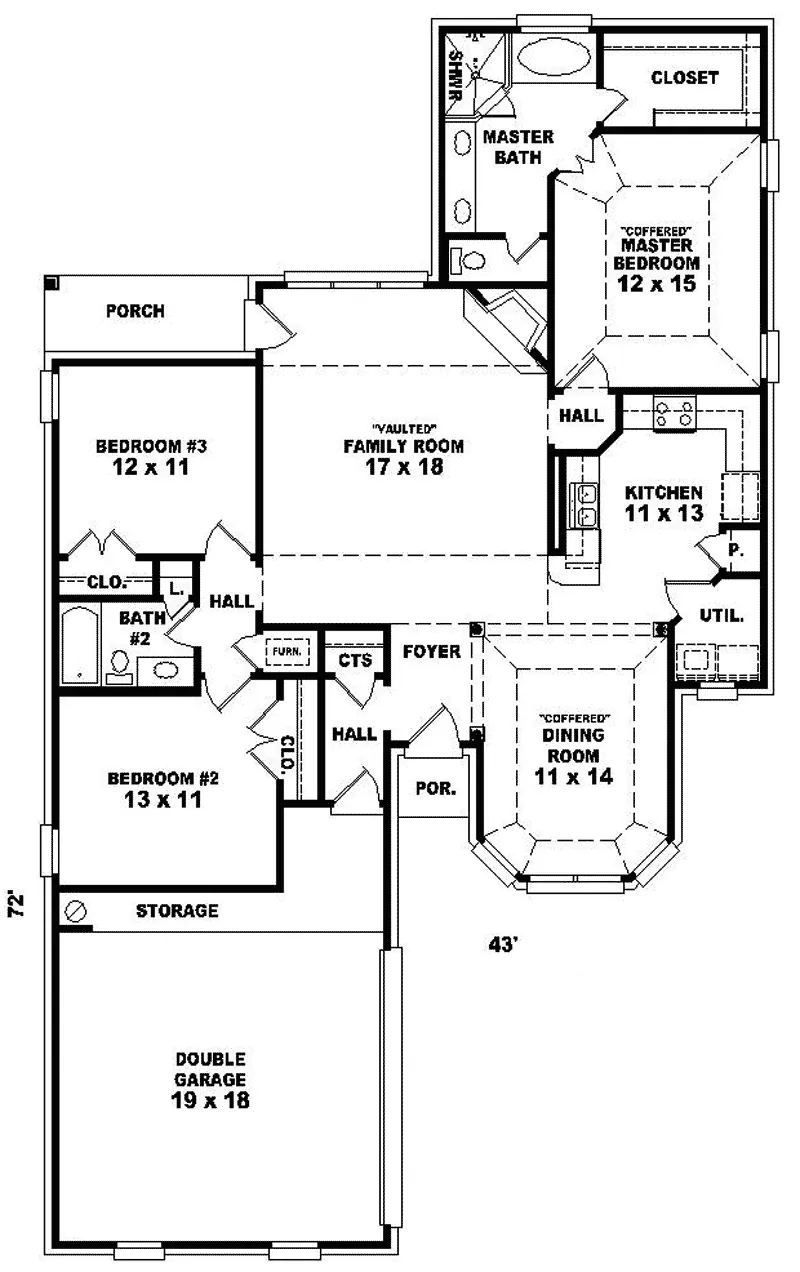 European House Plan First Floor - Dryridge Elegant Ranch Home 087D-0111 - Search House Plans and More