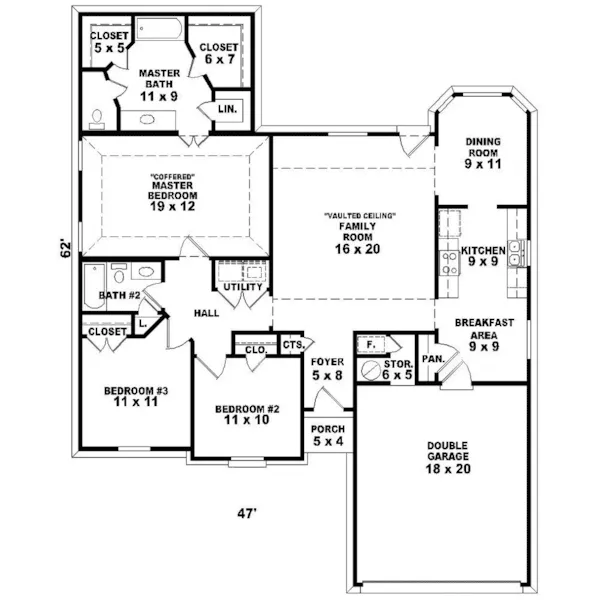 Southern House Plan First Floor - Emory Hill One-Story Home 087D-0114 - Search House Plans and More