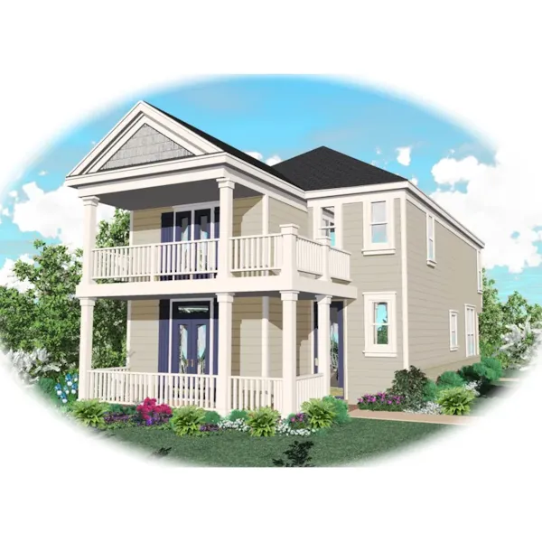 Front Porch And Balcony Above Create Southern Style