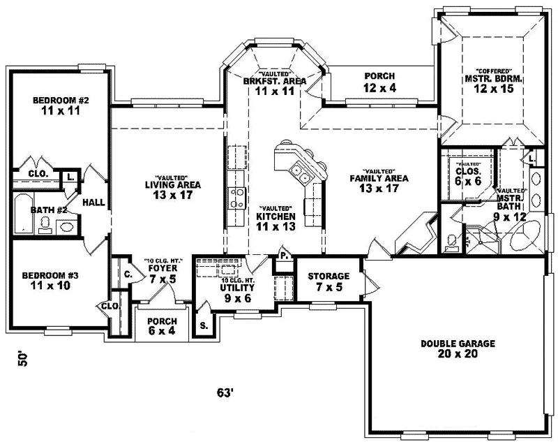 Traditional House Plan First Floor - Quaker Ridge Traditional Home 087D-0121 - Shop House Plans and More