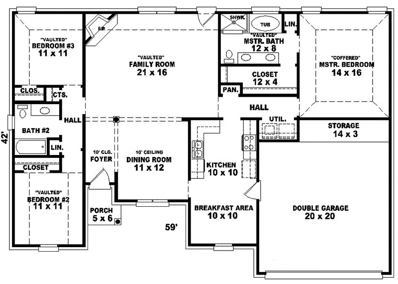European House Plan First Floor - Atterbury Ranch Home 087D-0123 - Search House Plans and More