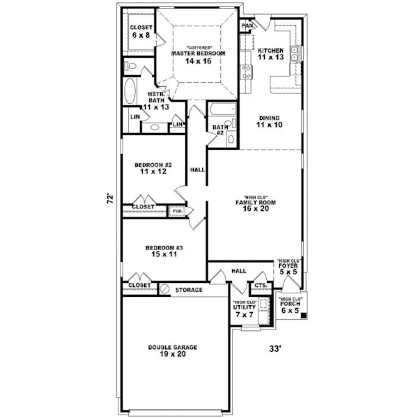 Ranch House Plan First Floor - Haverhill Place Narrow Lot Home 087D-0124 - Search House Plans and More