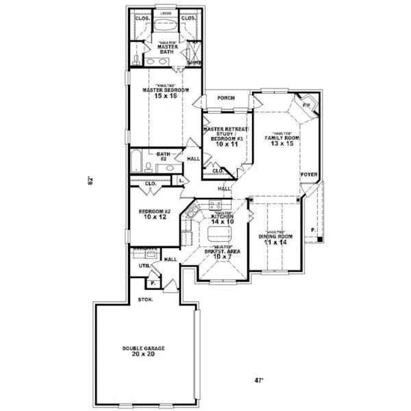 Traditional House Plan First Floor - Goodin Hollow Ranch Home 087D-0128 - Search House Plans and More