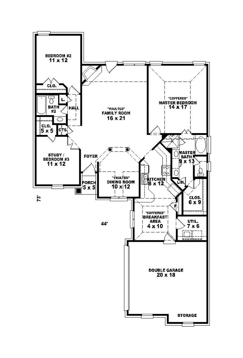 Country House Plan First Floor - Halls Ferry Park Ranch Home 087D-0133 - Search House Plans and More