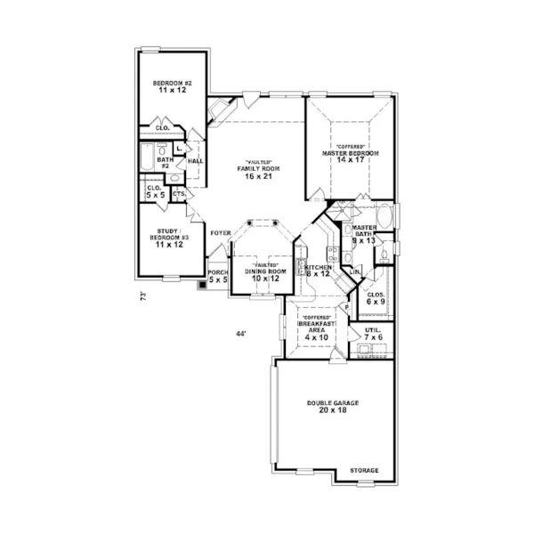 Southern House Plan First Floor - Halls Ferry Park Ranch Home 087D-0133 - Search House Plans and More