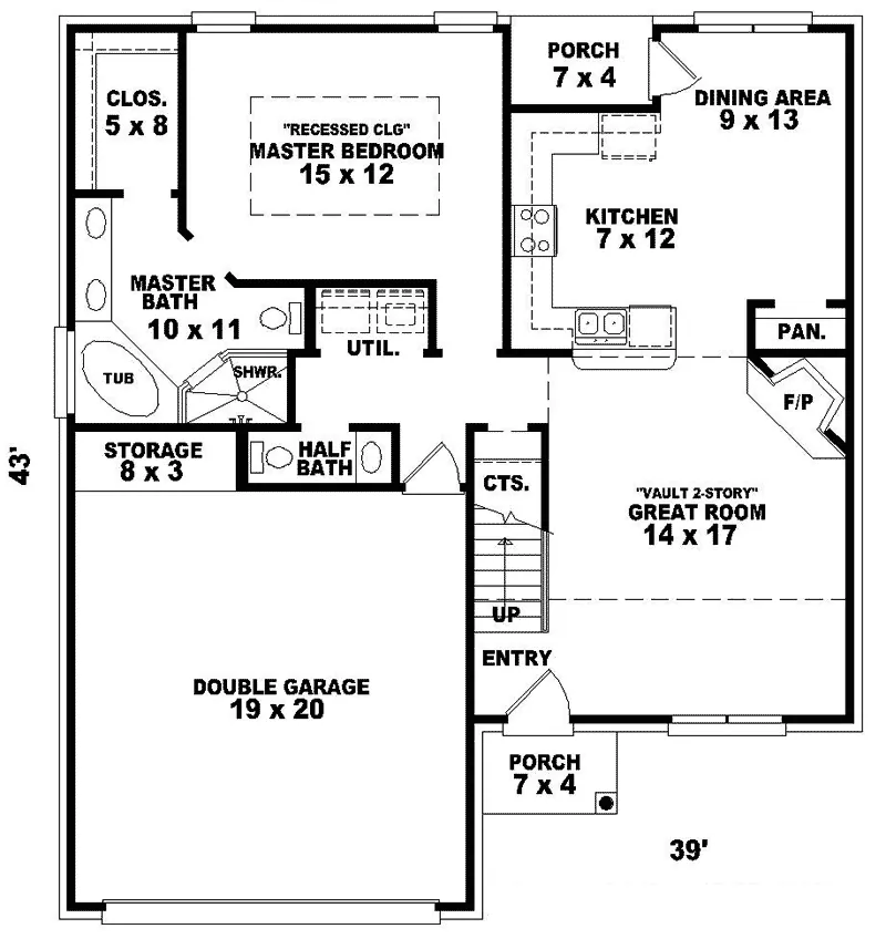 Country House Plan First Floor - Crowley Farm Narrow Lot Home 087D-0135 - Search House Plans and More