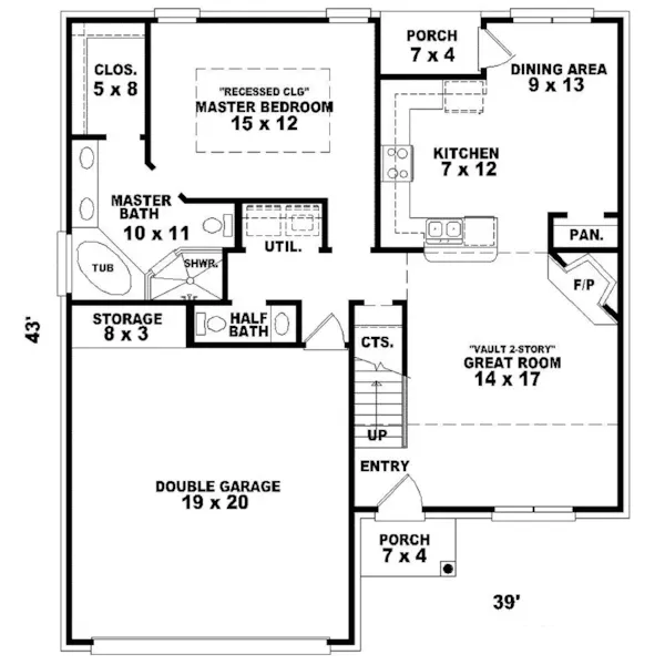 Southern House Plan First Floor - Crowley Farm Narrow Lot Home 087D-0135 - Search House Plans and More