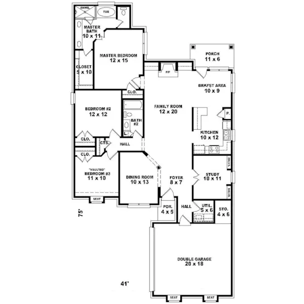 Florida House Plan First Floor - Joyce Ellen Ranch Home 087D-0139 - Search House Plans and More