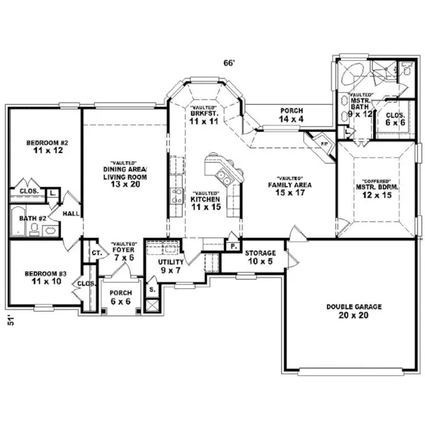 Southern House Plan First Floor - Bethlehem Ranch Home 087D-0140 - Search House Plans and More