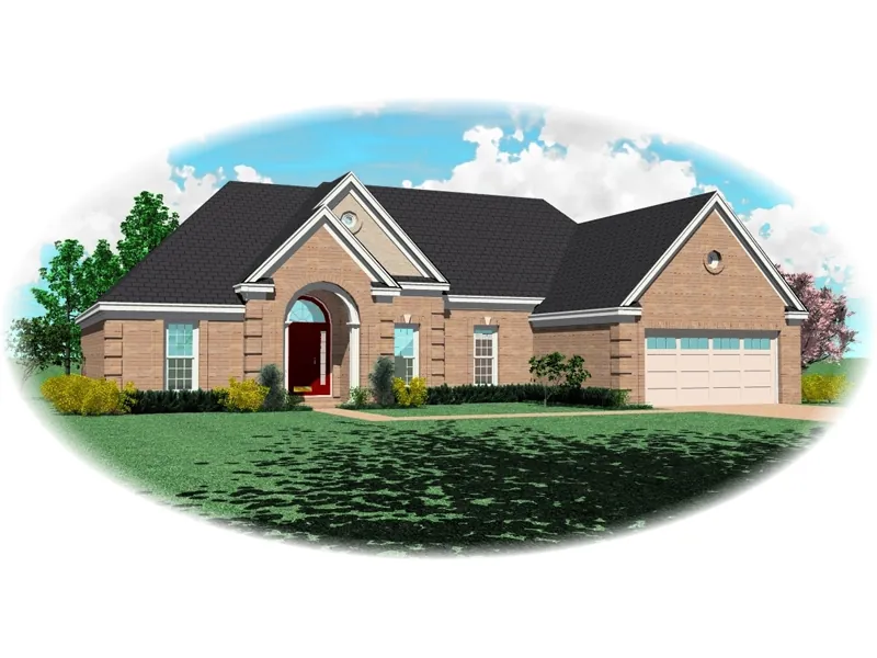 Arched Entry And Brick Siding Gives This Ranch Curb Appeal