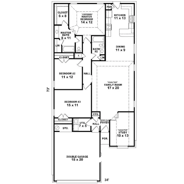 Traditional House Plan First Floor - Albany Ranch Home 087D-0141 - Search House Plans and More