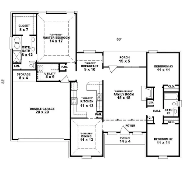 Ranch House Plan First Floor - Huber Heights Ranch Home 087D-0142 - Search House Plans and More