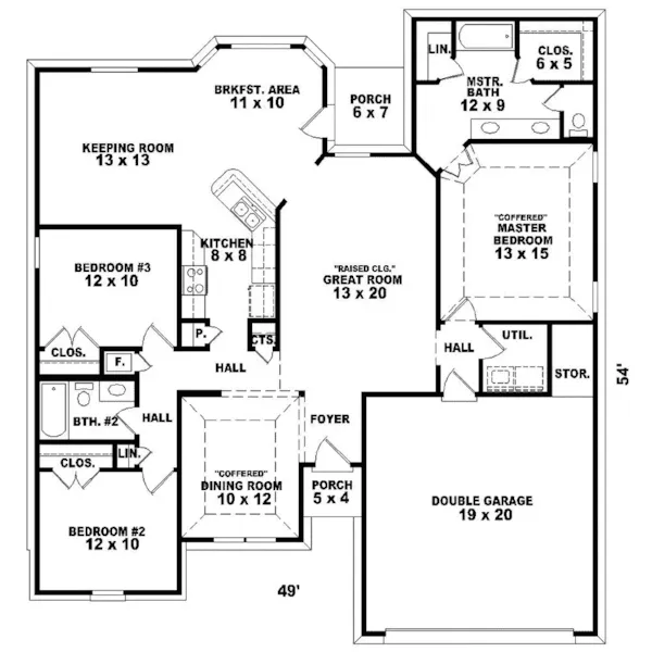 Ranch House Plan First Floor - Gray Hollow Country Ranch Home 087D-0143 - Search House Plans and More