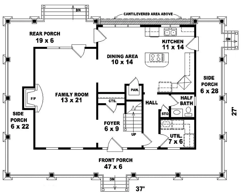 Farmhouse Plan First Floor - Amaryllis Country Farmhouse 087D-0145 - Search House Plans and More