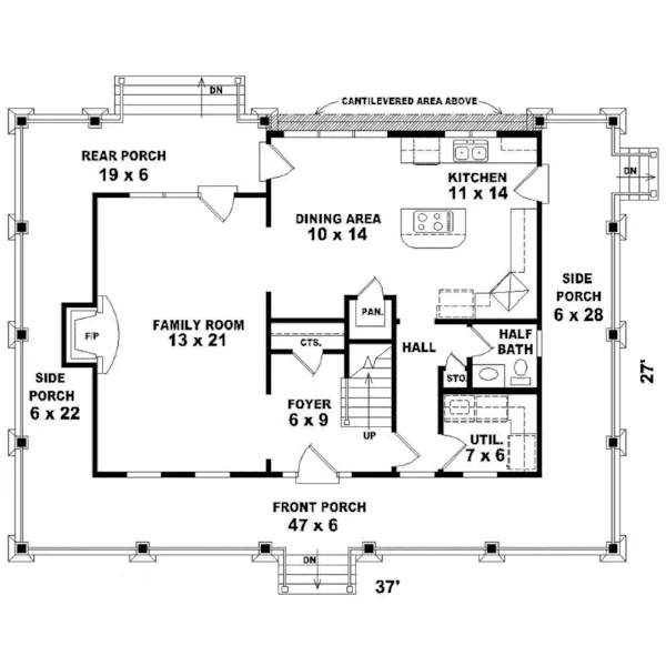 Country House Plan First Floor - Amaryllis Country Farmhouse 087D-0145 - Search House Plans and More