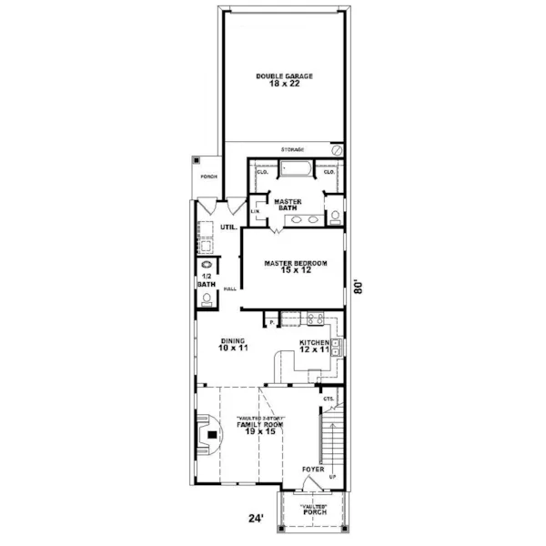 Craftsman House Plan First Floor - Morgan Acres Narrow Lot Home 087D-0146 - Shop House Plans and More