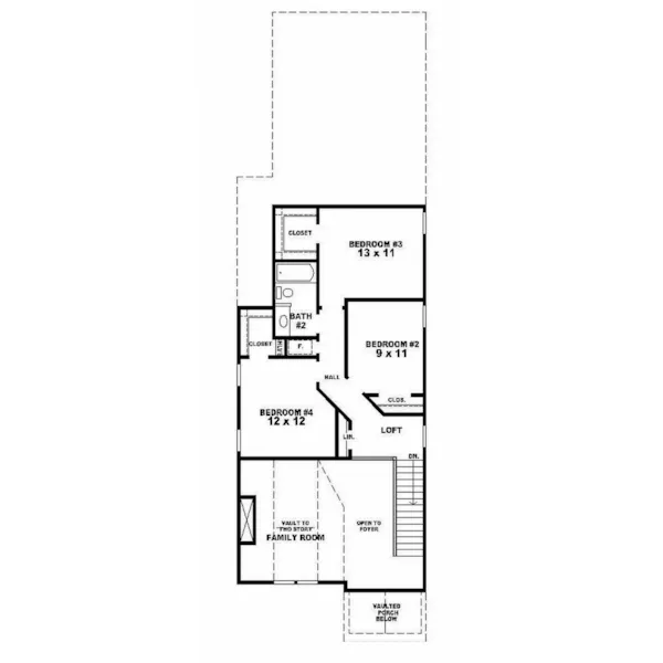 Craftsman House Plan Second Floor - Morgan Acres Narrow Lot Home 087D-0146 - Shop House Plans and More