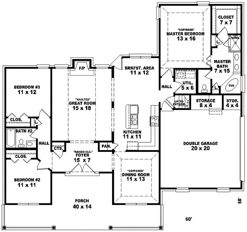 Colonial House Plan First Floor - Kingsbourne Country Home 087D-0147 - Search House Plans and More