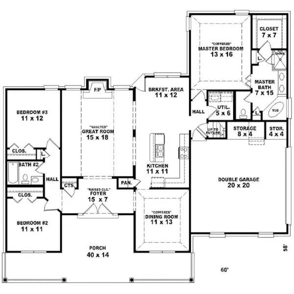 Country House Plan First Floor - Kingsbourne Country Home 087D-0147 - Search House Plans and More