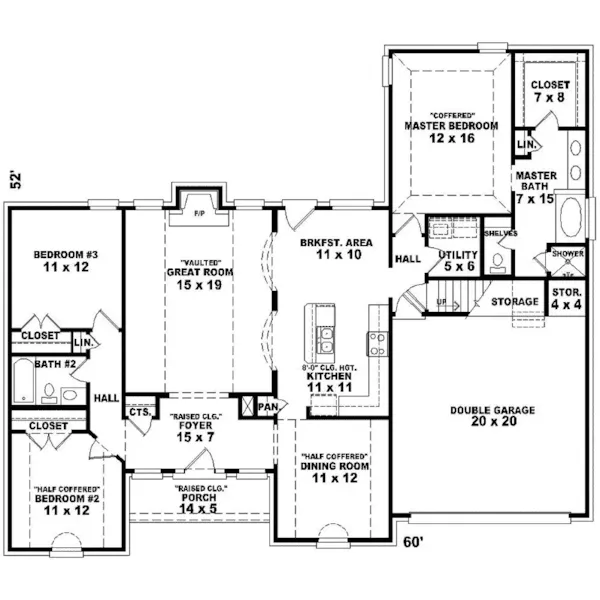 Traditional House Plan First Floor - Darius Ranch Home 087D-0150 - Search House Plans and More