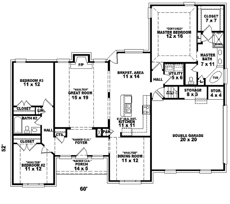 Ranch House Plan First Floor - Summmerlyn Ranch Home 087D-0155 - Shop House Plans and More