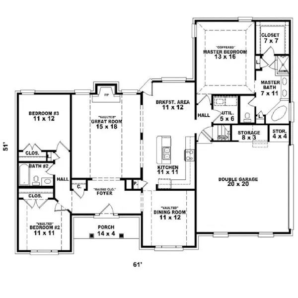 Contemporary House Plan First Floor - Regency Manor Ranch Home 087D-0156 - Shop House Plans and More