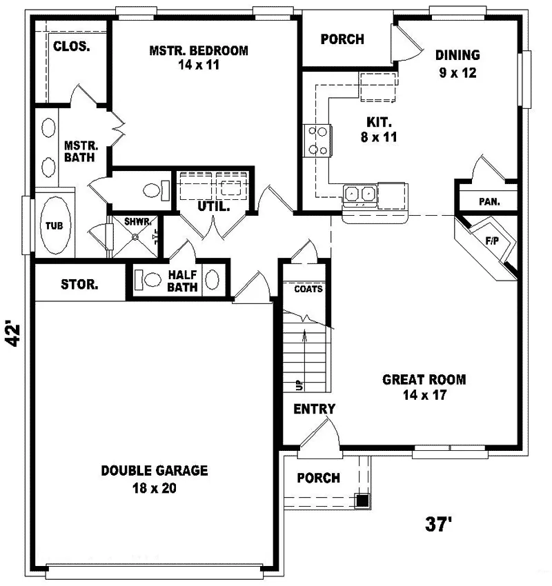 Country House Plan First Floor - Yelton Spring Narrow Lot Home 087D-0158 - Shop House Plans and More