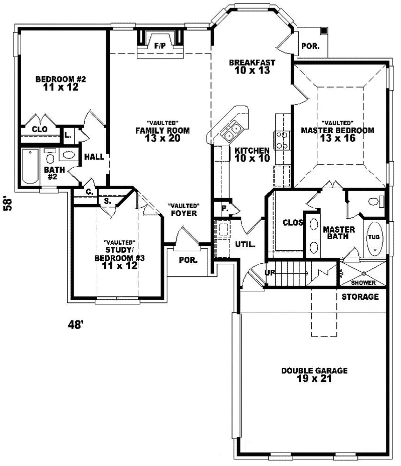 Traditional House Plan First Floor - Harrelson Hill Ranch Home 087D-0161 - Search House Plans and More