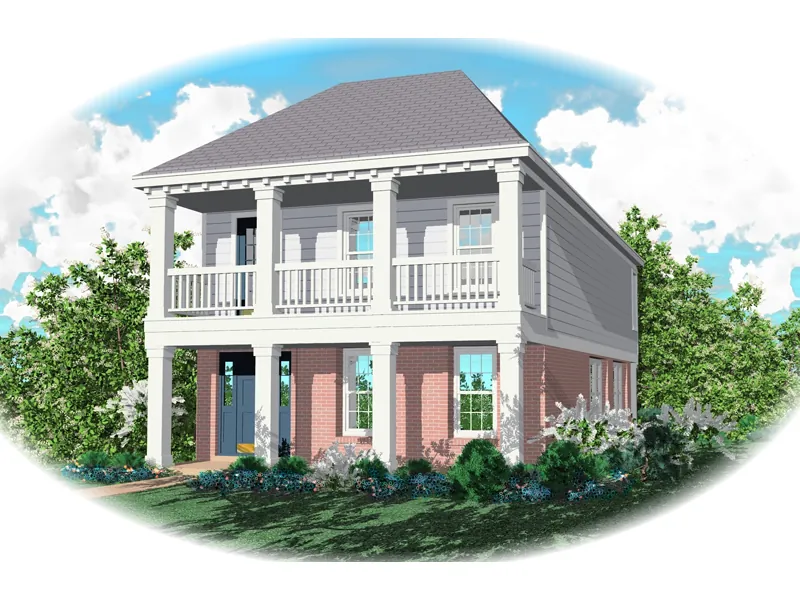 Upper Balcony Provides This Home With Southern Style